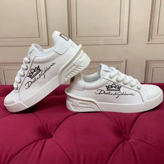 Dolce & Gabbana Tênis Lifestyle Brancos e Negros Low-Top Couro Sintético 6
