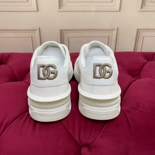 Dolce & Gabbana Tênis Lifestyle Brancos e Negros Low-Top Couro Sintético 7