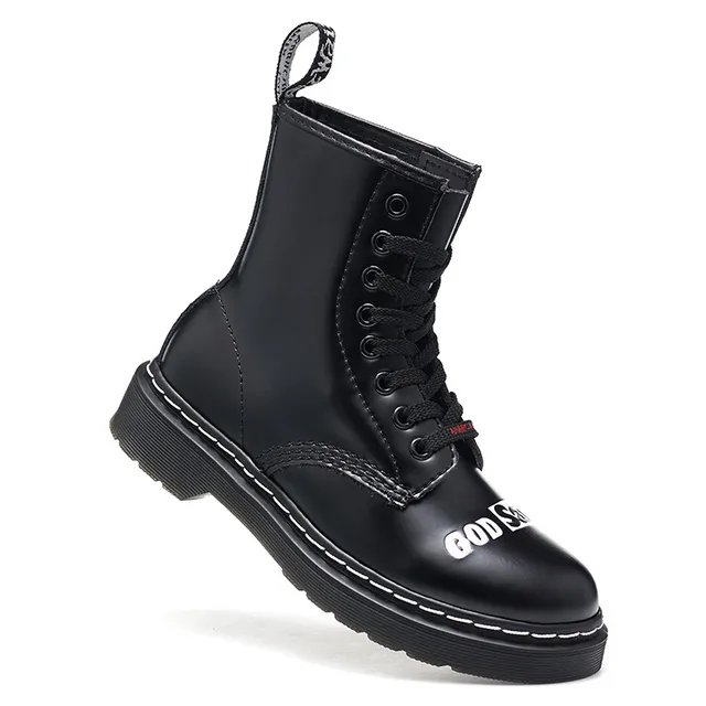 Dr. Martens 1460 Negro Blanco Suave Superior 8-Ojete Cordones Botas Martin 3