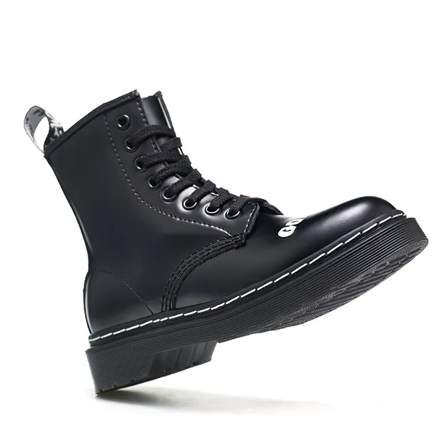 Dr. Martens 1460 Negro Blanco Suave Superior 8-Ojete Cordones Botas Martin 4