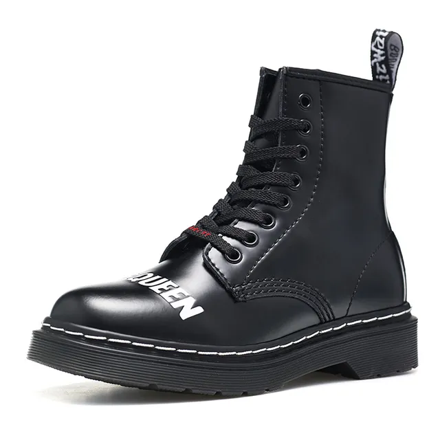 Dr. Martens 1460 Negro Blanco Suave Superior 8-Ojete Cordones Botas Martin 7