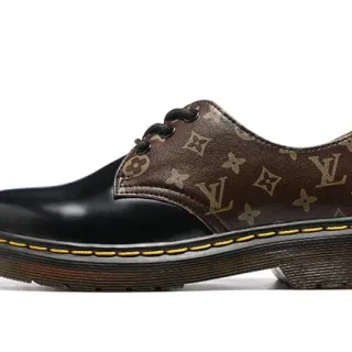 Dr. Martens 1461 Black Brown Three-Eyelet Monogram-Print Upper Oxford Shoes
