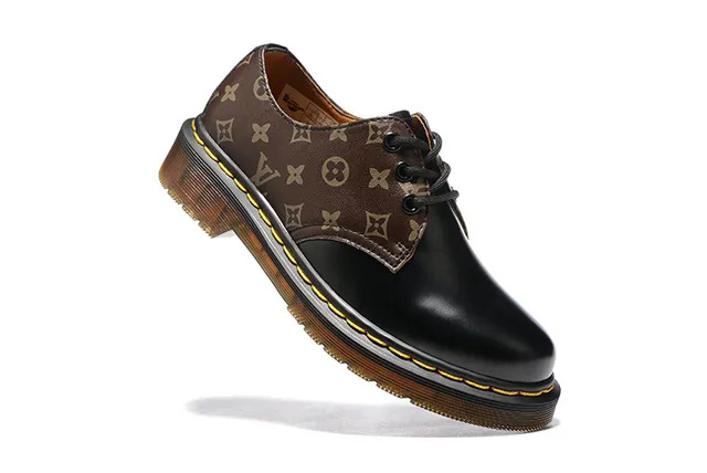 Dr. Martens 1461 Noir Marron à trois œillets imprimé monogramme sur l'empièment chaussures Oxford 2
