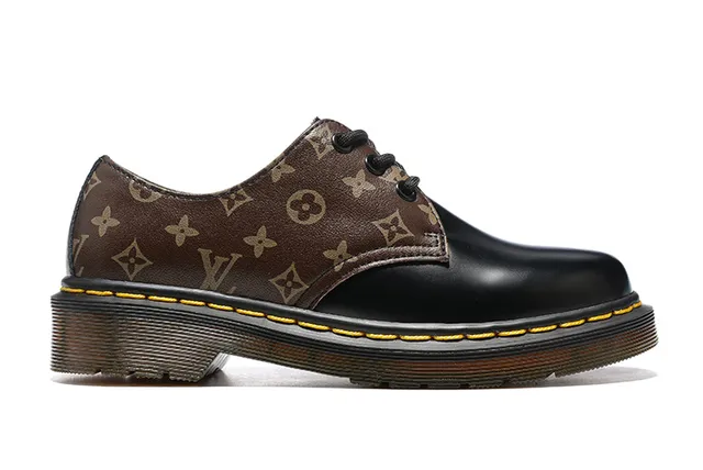 Dr. Martens 1461 Noir Marron à trois œillets imprimé monogramme sur l'empièment chaussures Oxford 6