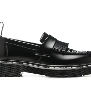 Dr. Martens أسود أبيض منصة كعب نعل رباط فرنج حذاء لوزر