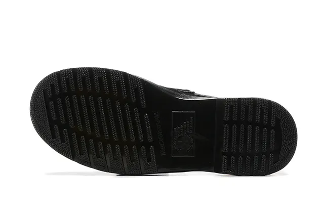 Dr. Martens Black White Platform Sole Tassel Strap Loafer 6