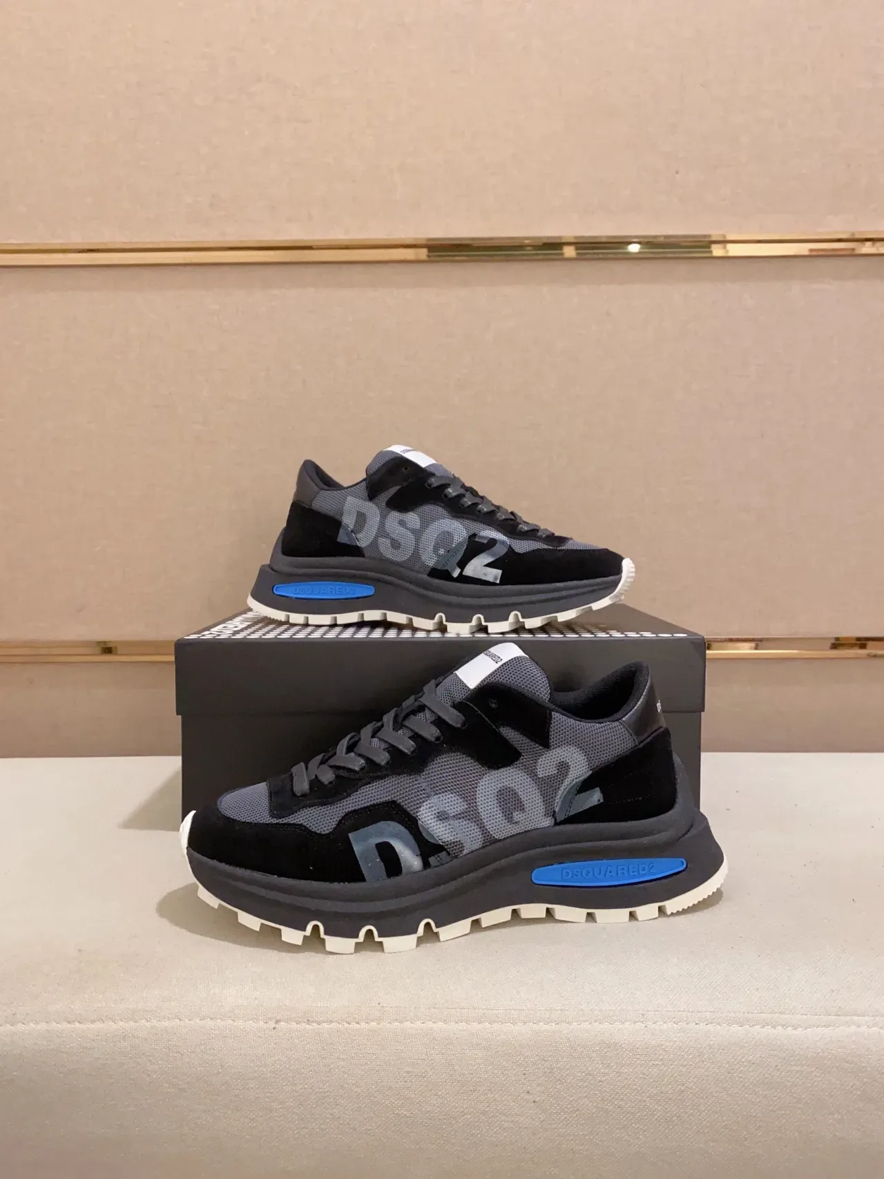 Dsquared2 ICON Black Gray Blue Chunky Sneakers 4