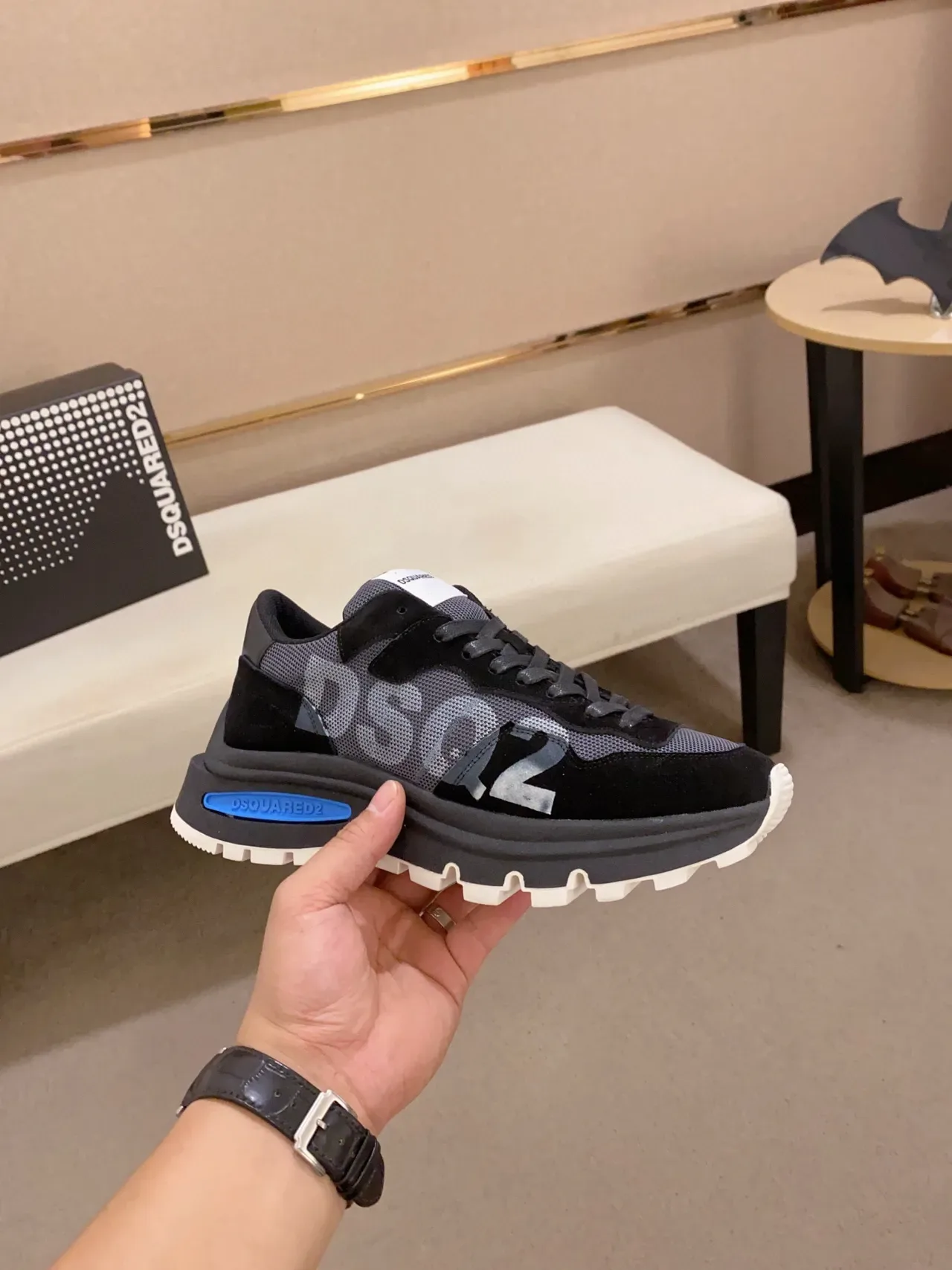 Dsquared2 ICON Black Gray Blue Chunky Sneakers 7