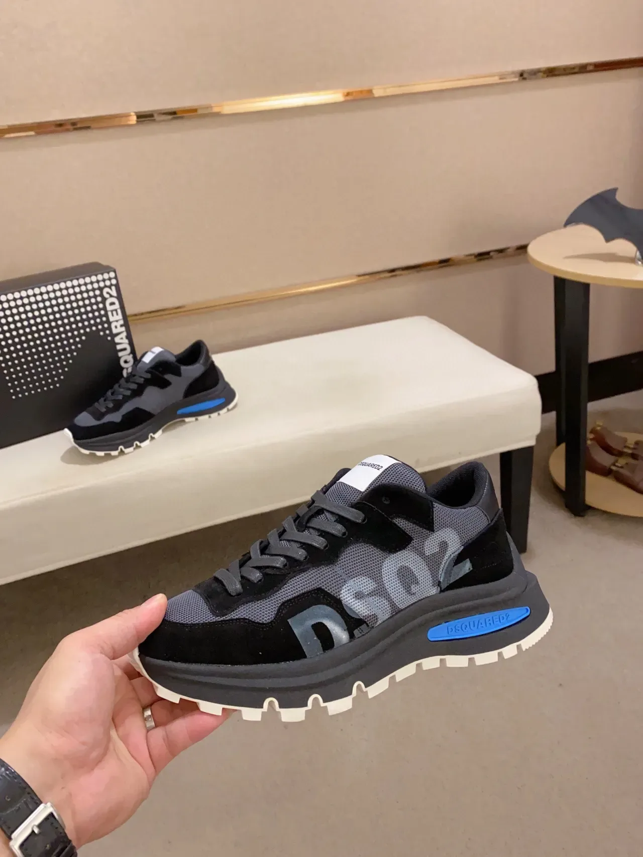 Dsquared2 ICON Black Gray Blue Chunky Sneakers 8