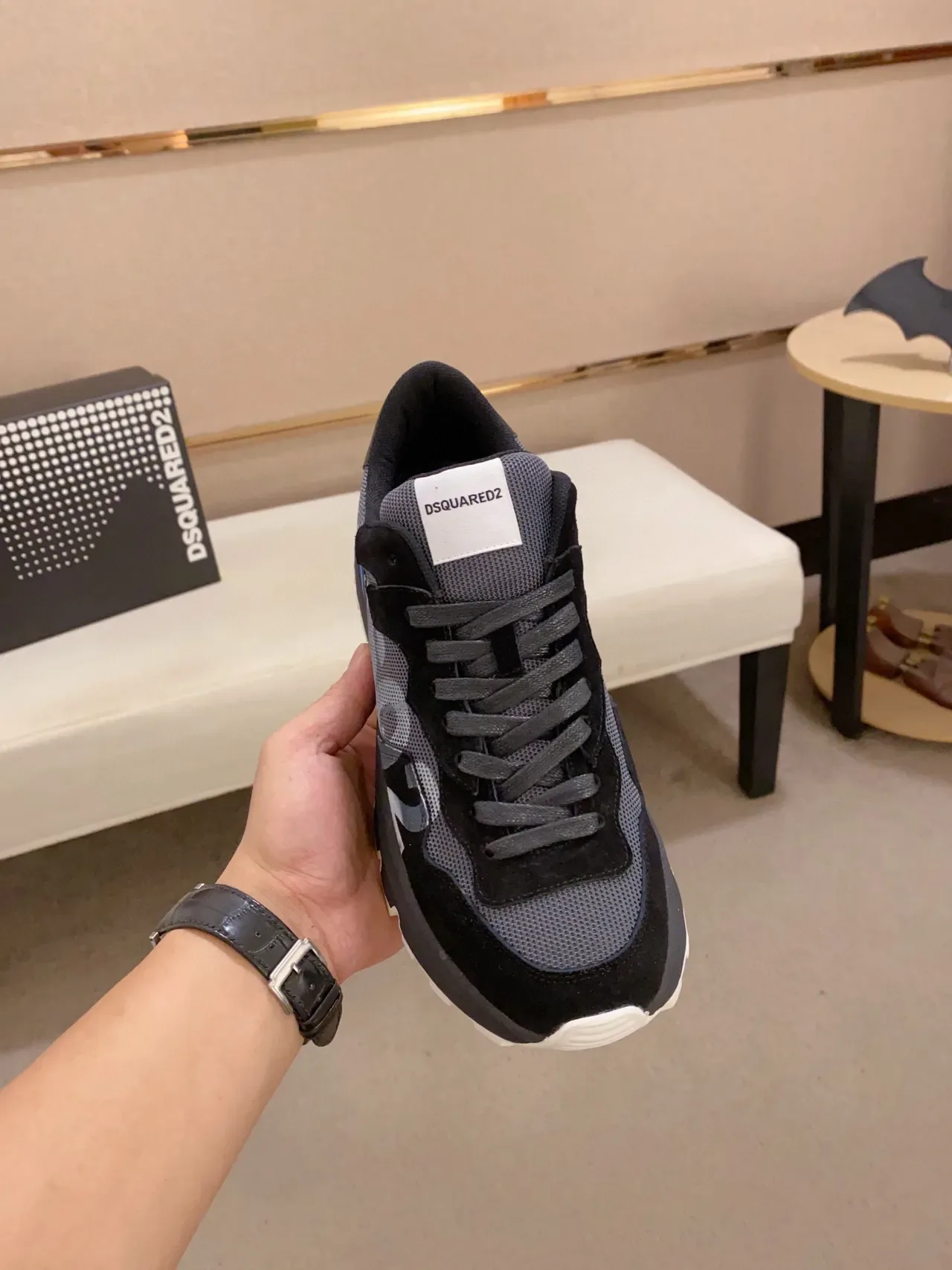 Dsquared2 ICON Black Gray Blue Chunky Sneakers 9