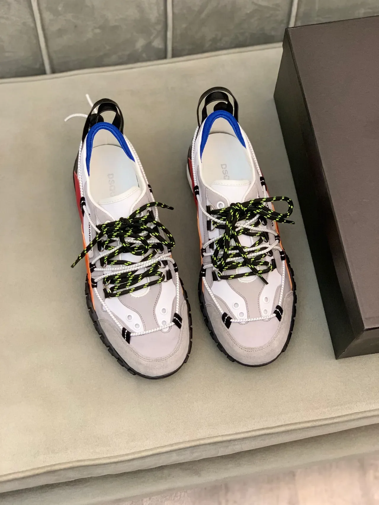 Dsquared2 ICON Gray Multicolor Multi-Panel Suede And Synthetic Upper Bold Color-Blocking Chunky Sneakers 3