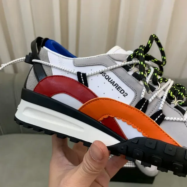 Dsquared2 ICON Gray Multicolor Multi-Panel Suede And Synthetic Upper Bold Color-Blocking Chunky Sneakers 5