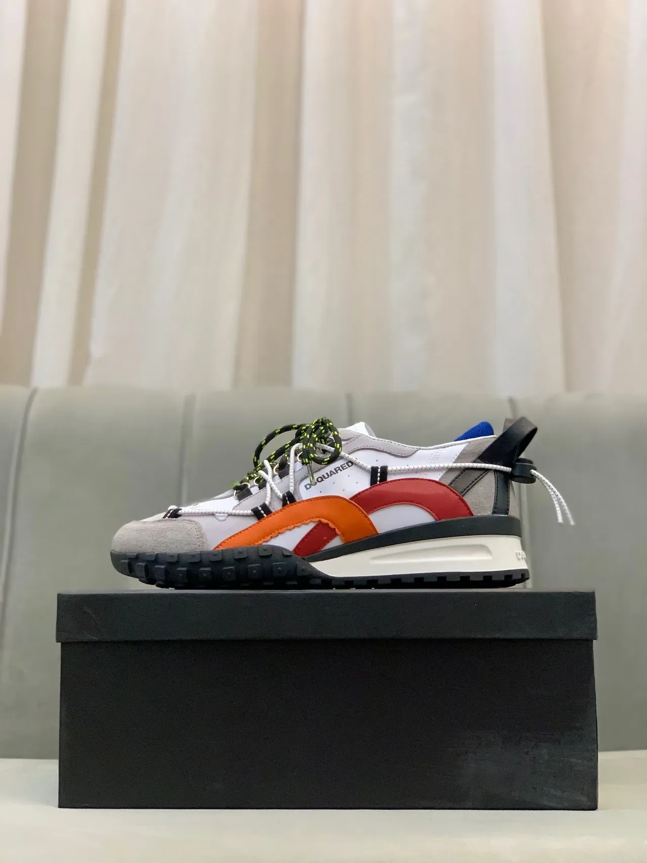 Dsquared2 ICON Gray Multicolor Multi-Panel Suede And Synthetic Upper Bold Color-Blocking Chunky Sneakers 6