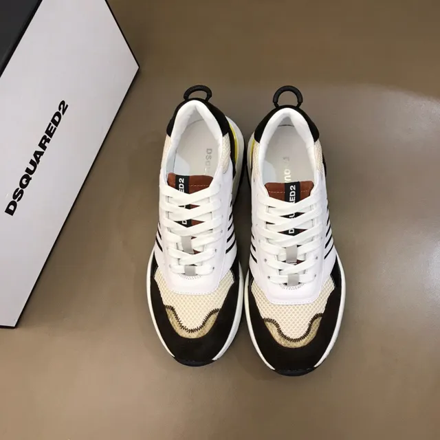 Dsquared2 ICON White Black Platform Sole Mixed-Material Upper Chunky Sneakers 9