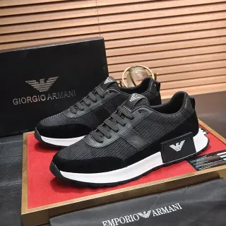 Emporio Armani Sneakers Lifestyle de Maille et Daim Noir