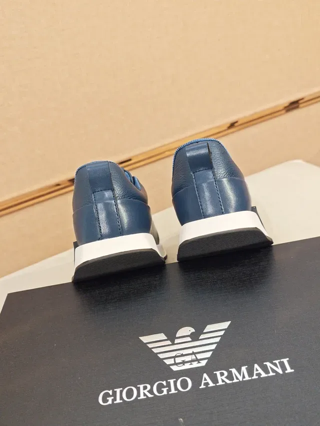 Emporio Armani Blue Leather Laceless Slip-On Lifestyle Sneaker 3