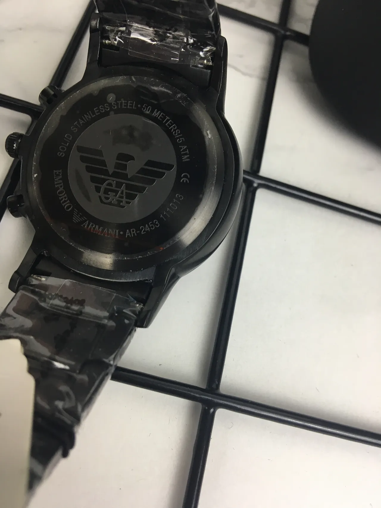 Emporio Armani Chronographe Cadran Noir Acentos Dorés Montre Quartz 2