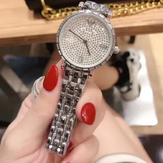 Emporio Armani Crystal-Paved Dial Quartz Watch