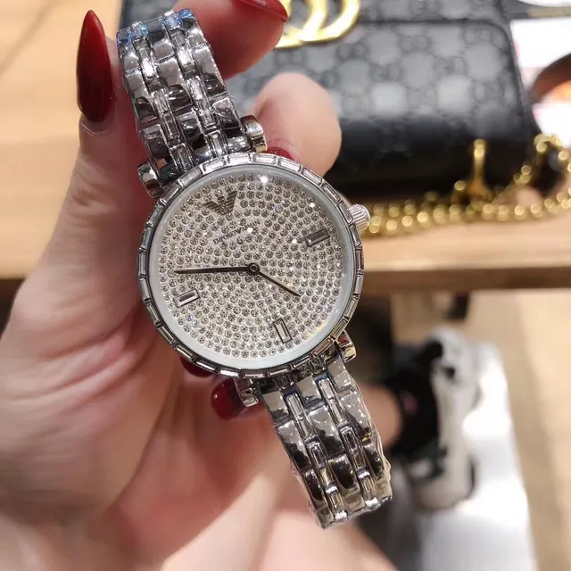Emporio Armani Montre Quartz à cadran pavé de cristaux 6