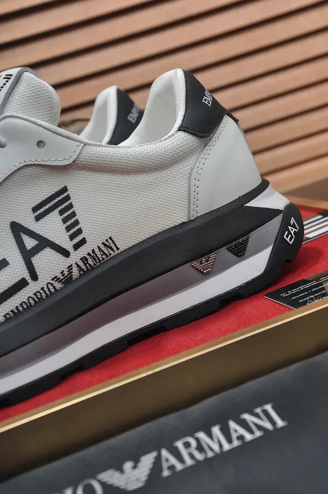 Emporio Armani EA Logo White and Black Lifestyle Sneakers 2