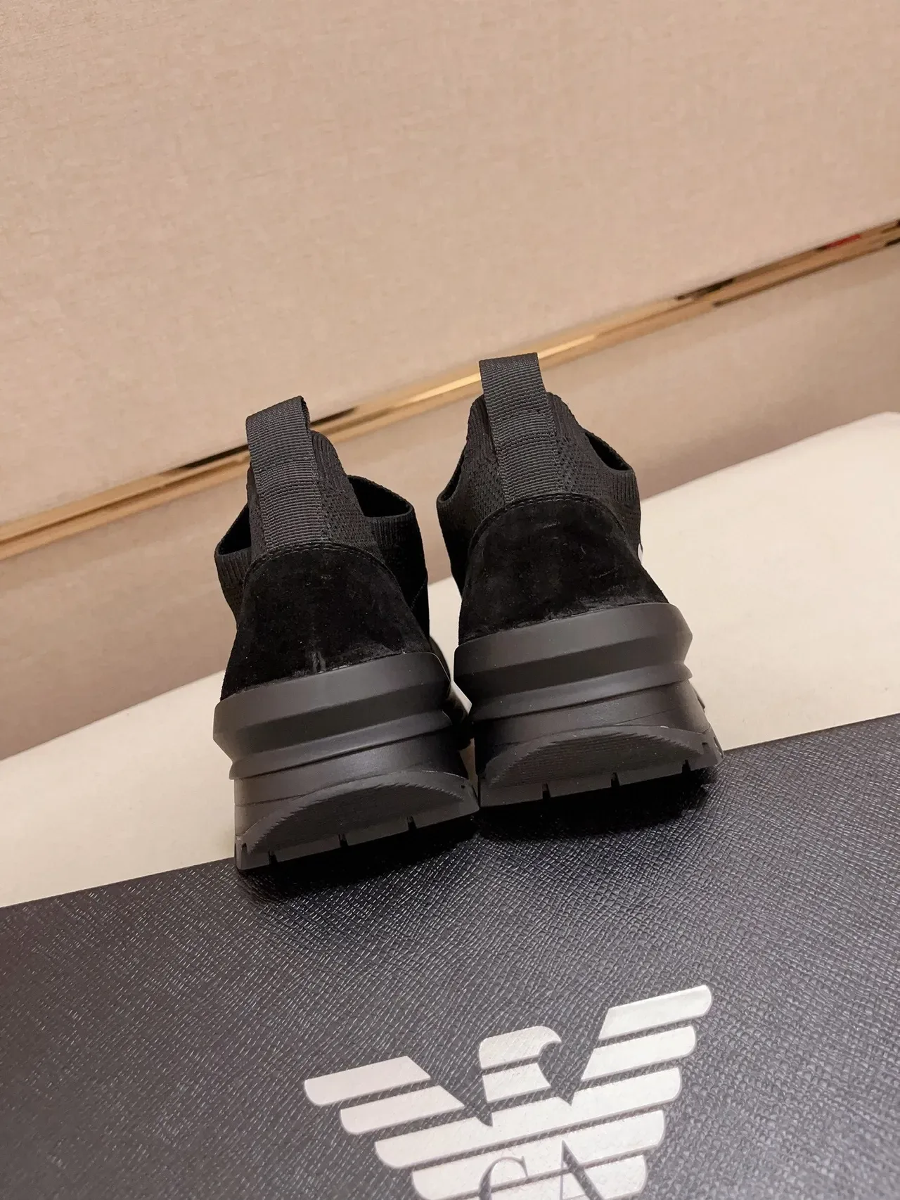 Emporio Armani Eagle Logo Black Knit Lifestyle Sneakers 8