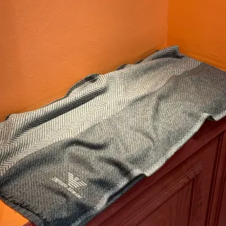 Emporio Armani Gray Herringbone Weave Cashmere Scarf