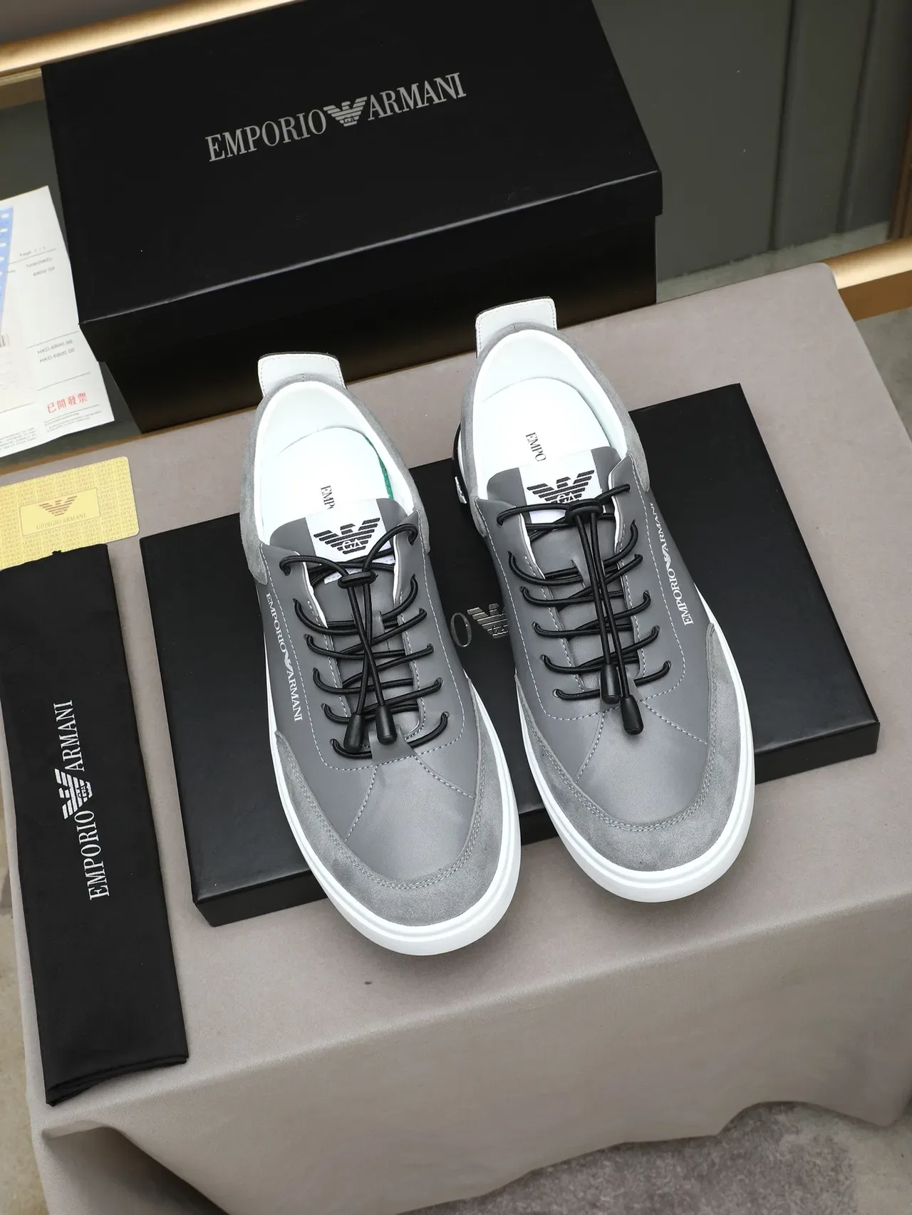 Emporio Armani Gray Suede-Leather Lifestyle Sneaker 2
