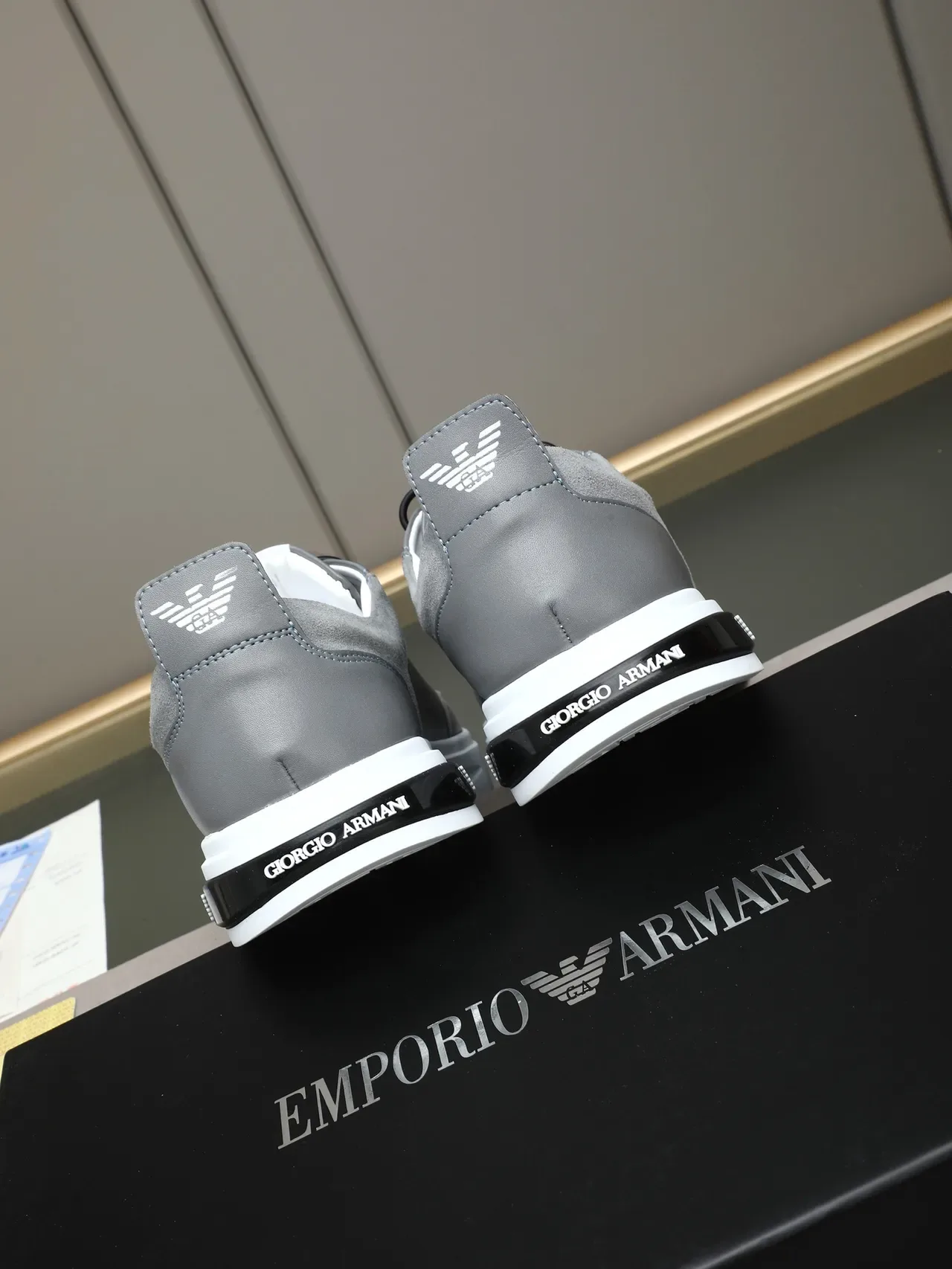Emporio Armani Gray Suede-Leather Lifestyle Sneaker 3