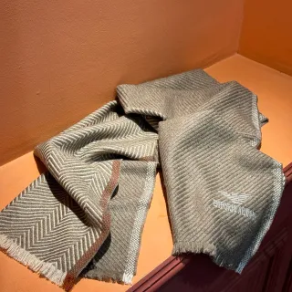 Emporio Armani Herringbone Weave Gray Cashmere Scarf