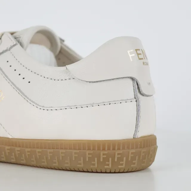 Fendi Beige Brown Perforated Leather Suede Toe Cap Lifestyle Sneakers 4