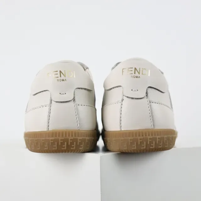 Fendi Beige Brown Perforated Leather Suede Toe Cap Lifestyle Sneakers 8