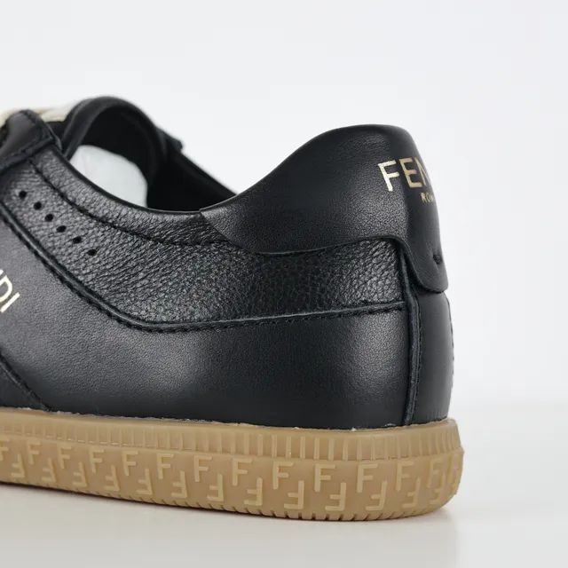 Fendi Noir Beige Cuir Perforé Daim Panneaux Sneakers Lifestyle 4