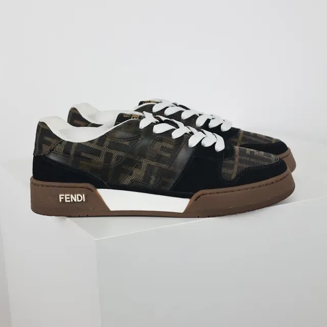 Fendi Noir Marron Monogramme Imprimé Tige Daim Accents Lifestyle Sneakers 3