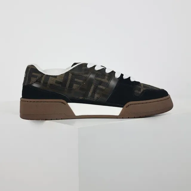 Fendi Noir Marron Monogramme Imprimé Tige Daim Accents Lifestyle Sneakers 7