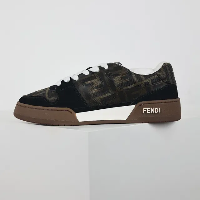 Fendi Noir Marron Monogramme Imprimé Tige Daim Accents Lifestyle Sneakers 9
