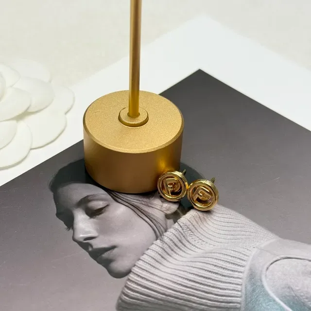 Fendi FF Logo Circular Gold-Tone Stud Earrings 4