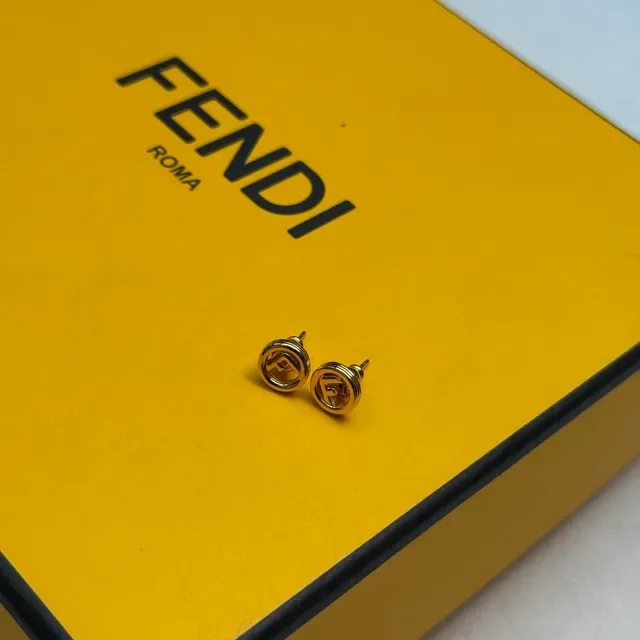 Fendi FF Logo Circular Gold-Tone Stud Earrings 6