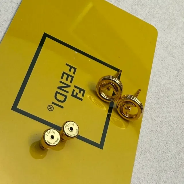 Fendi FF Logo Circular Gold-Tone Stud Earrings 7