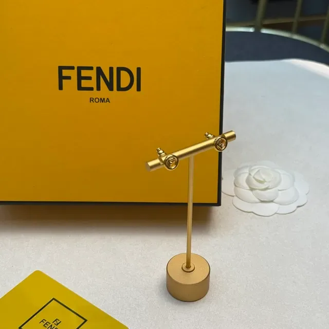 Fendi FF Logo Circular Gold-Tone Stud Earrings 8