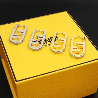 Fendi FF Logo Pavé Crystal Hoop Earrings