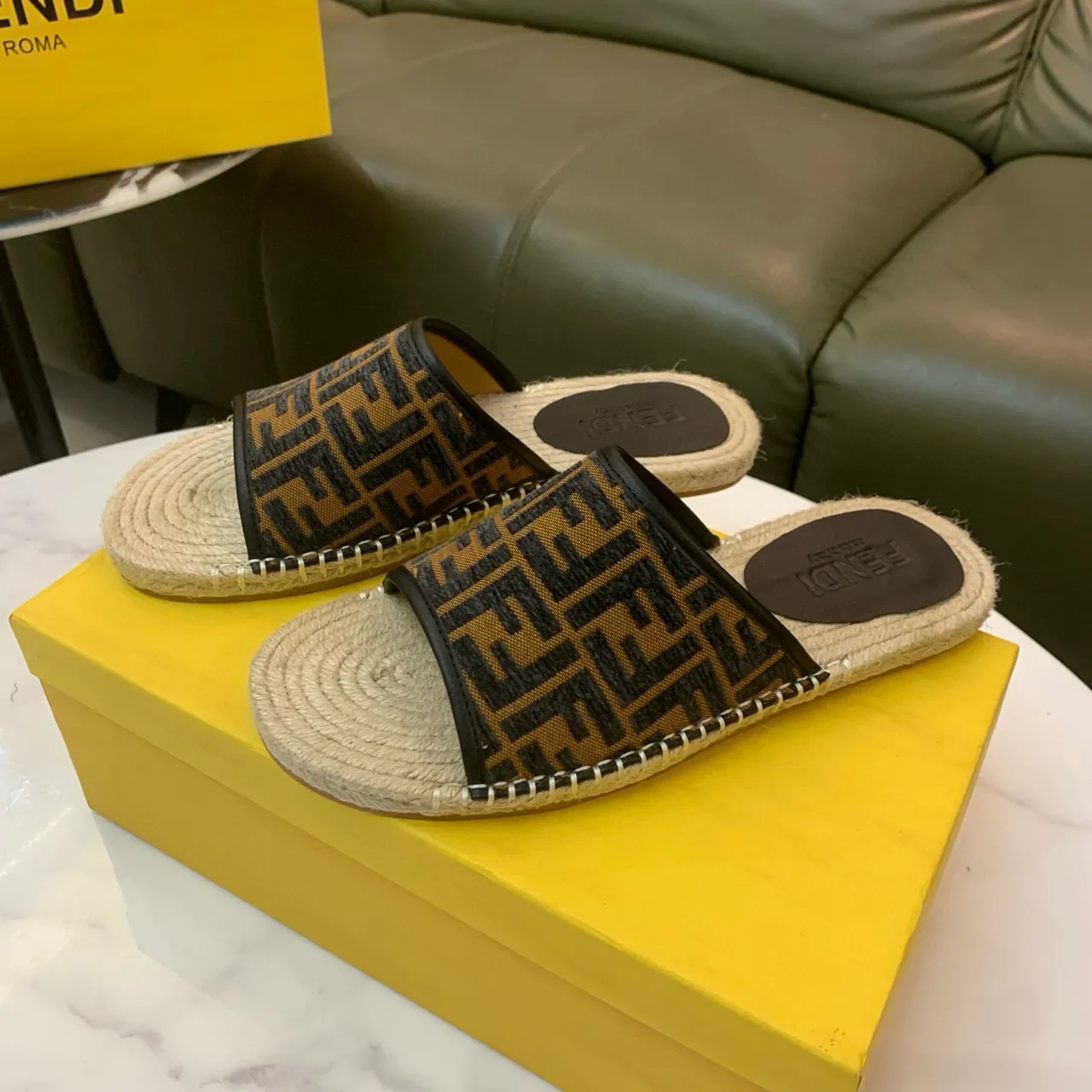 Fendi FF Monogram Espadrille Slipper Slippers 2