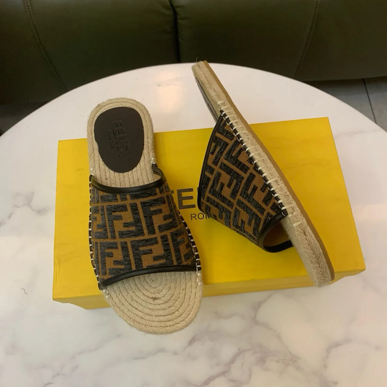 Fendi FF Monogram Espadrille Slipper Slippers 4