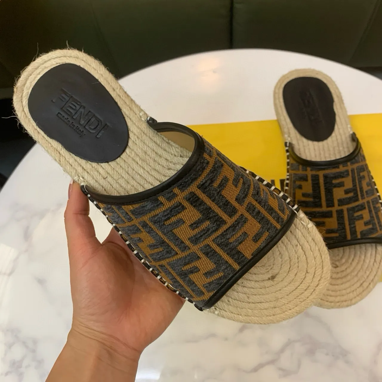Fendi FF Monogram Espadrille Slipper Slippers 5