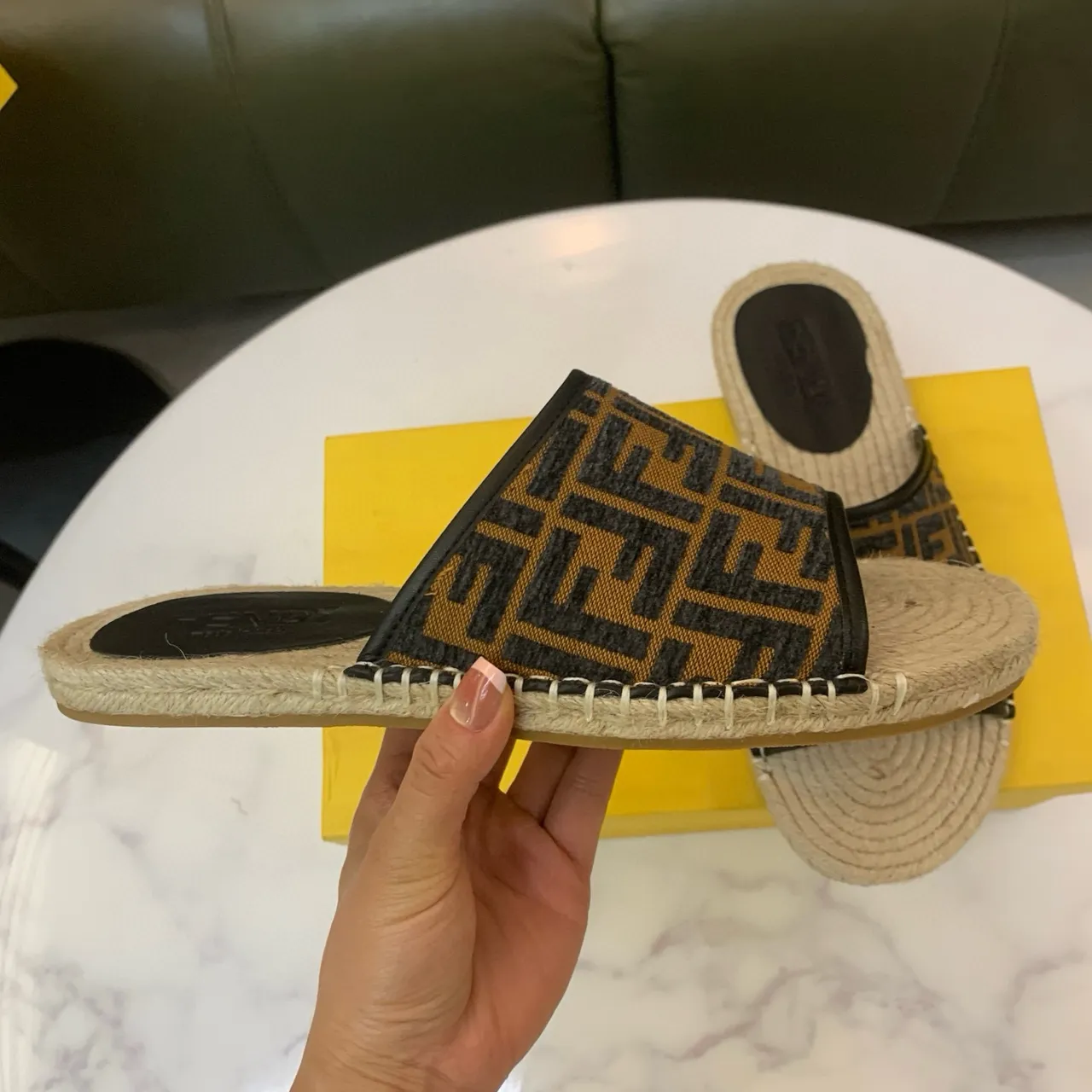 Fendi FF Monogram Espadrille Slipper Slippers 6
