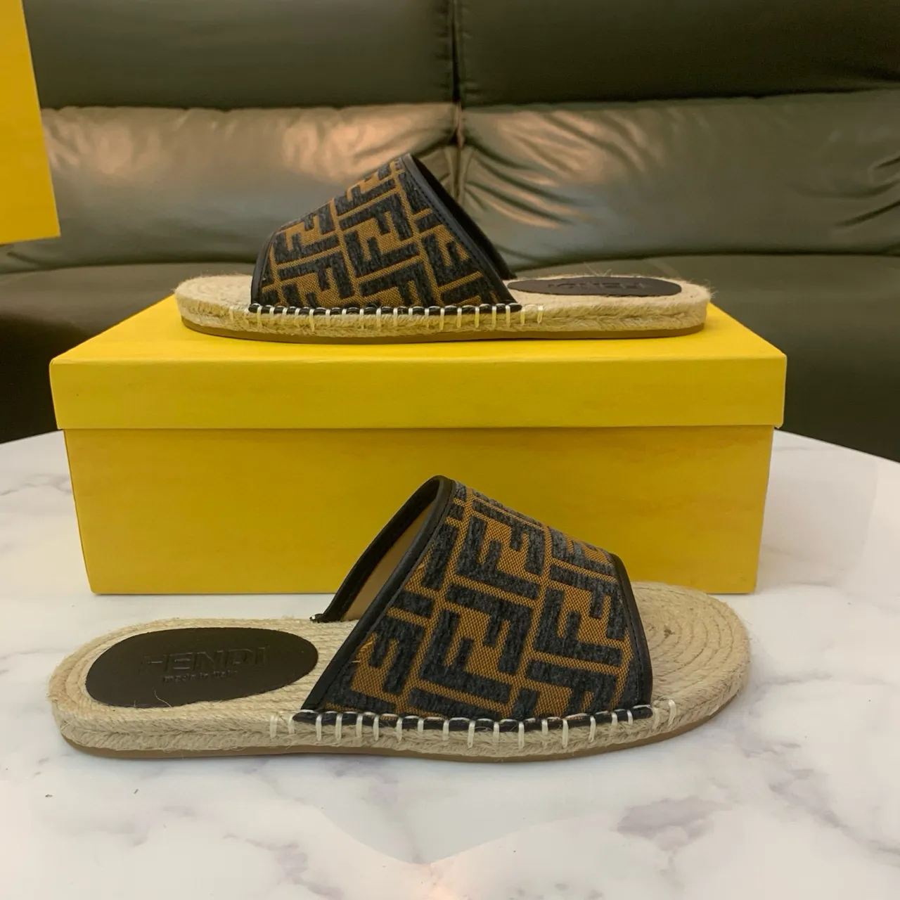 Fendi FF Monogram Espadrille Slipper Slippers 7
