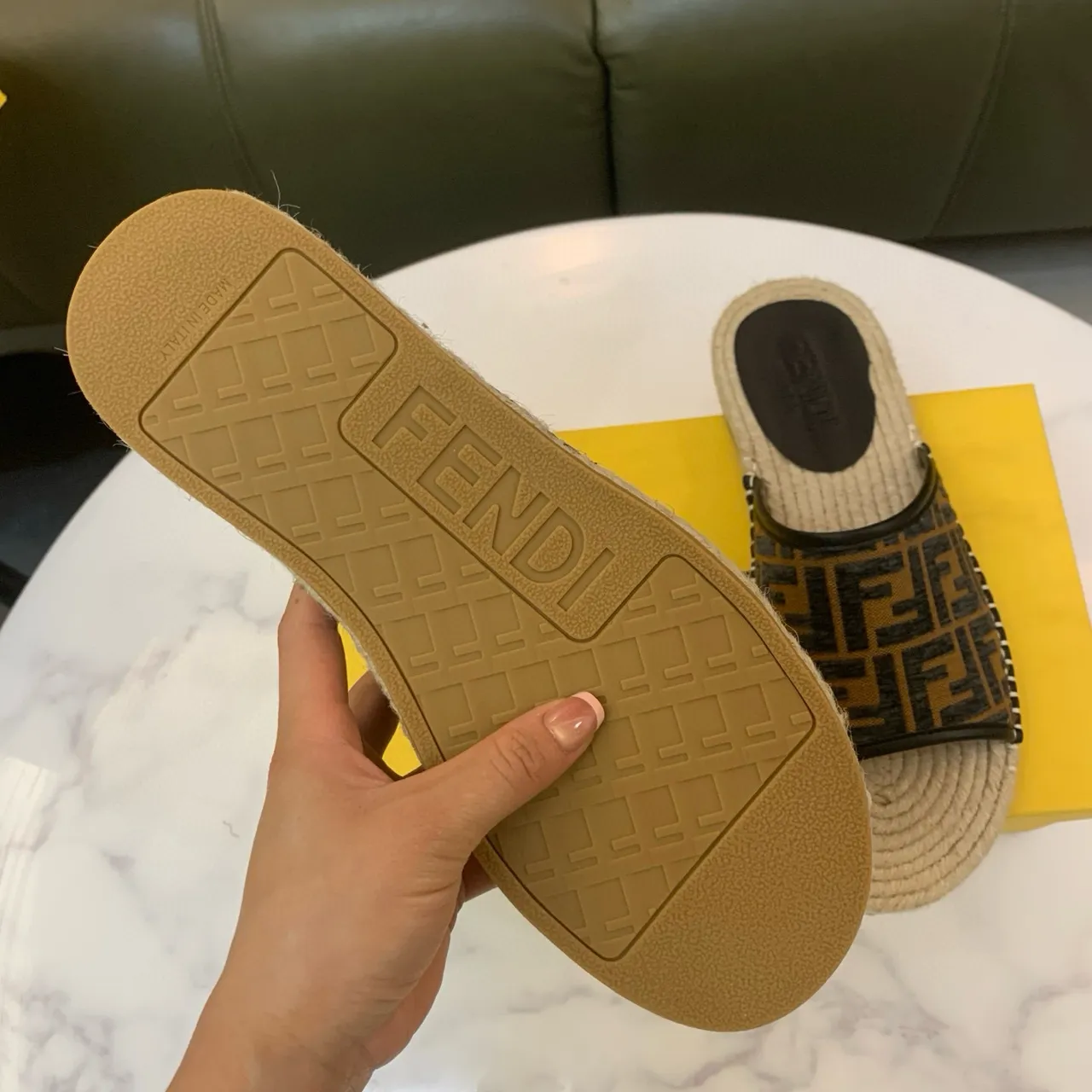 Fendi FF Monogram Espadrille Slipper Slippers 8