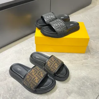 Fendi FF Monogram Platform Slide Slippers