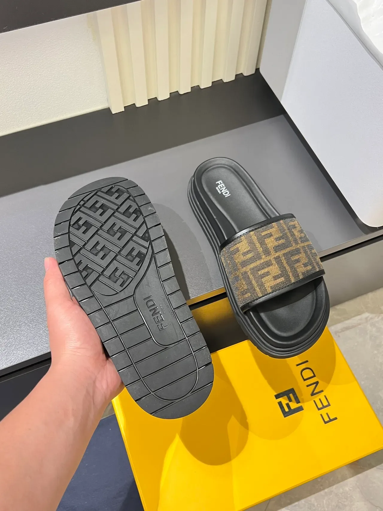 Fendi FF Monogram Platform Slide Slippers 2