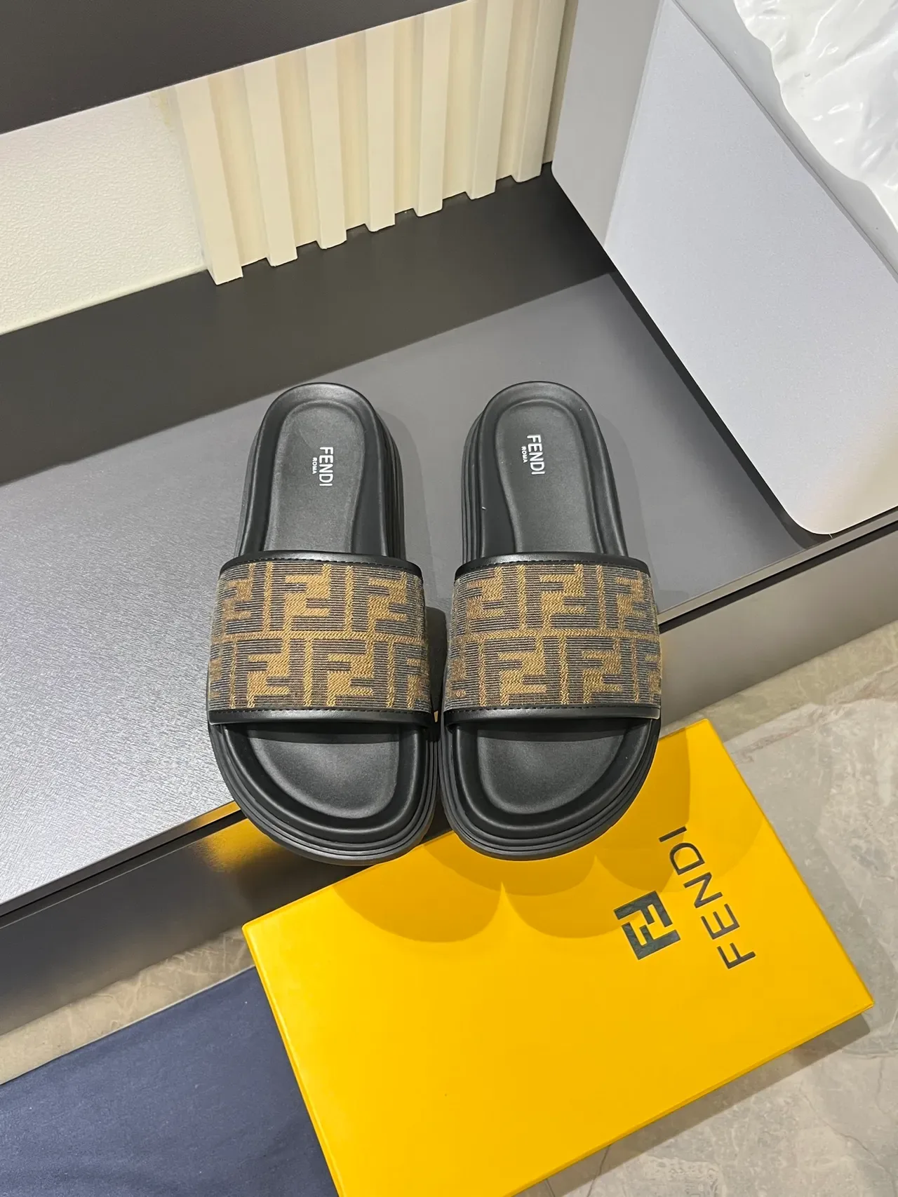 Fendi FF Monogram Platform Slide Slippers 4