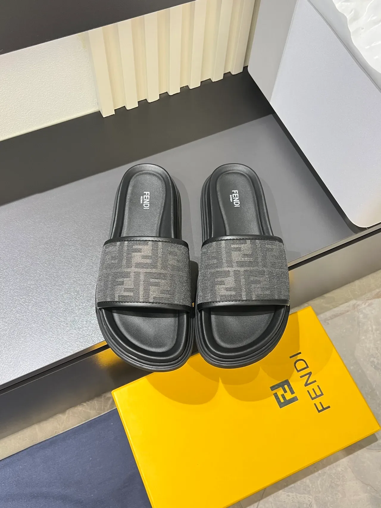 Fendi FF Monogram Platform Slide Slippers 7